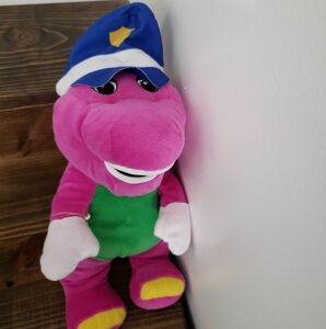 Barney Stuffed Animal Doll by Fisher Price with Police Hat